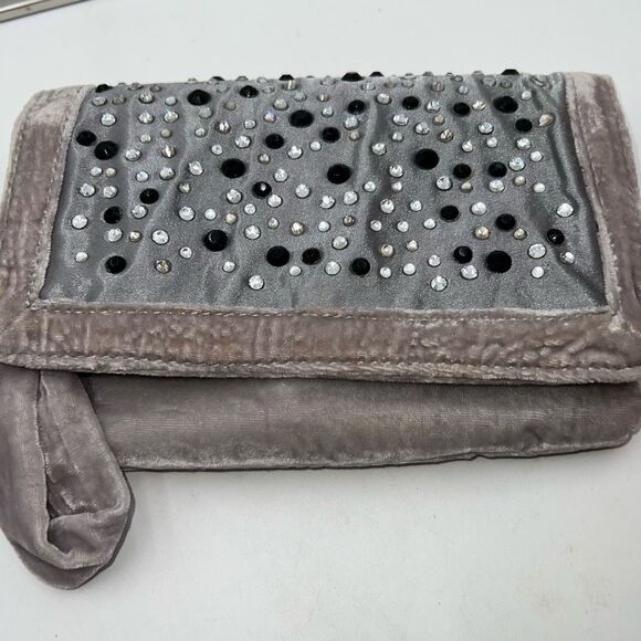 BCBGeneration Gray Velvet Studded Wristlet - Picture 11 of 11